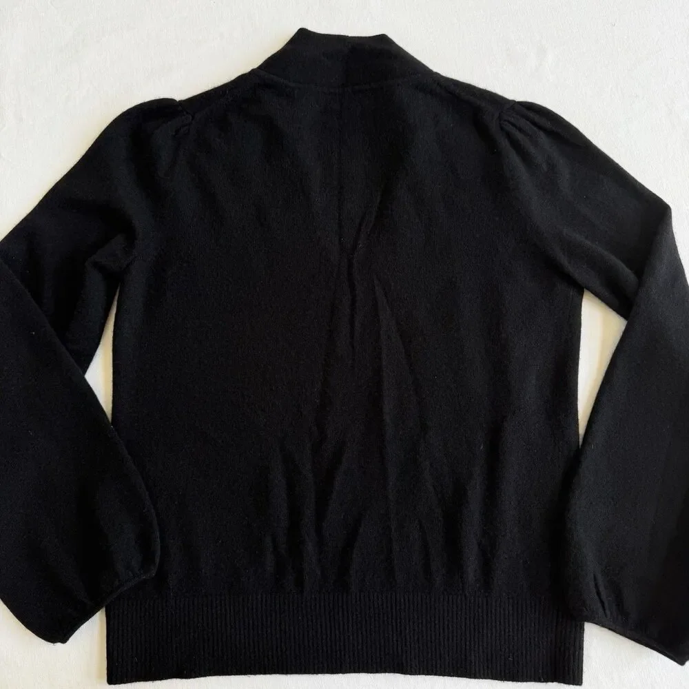 J. Crew Everyday 100% Cashmere Tie Neck Sweater in Black Size LARGE Womens